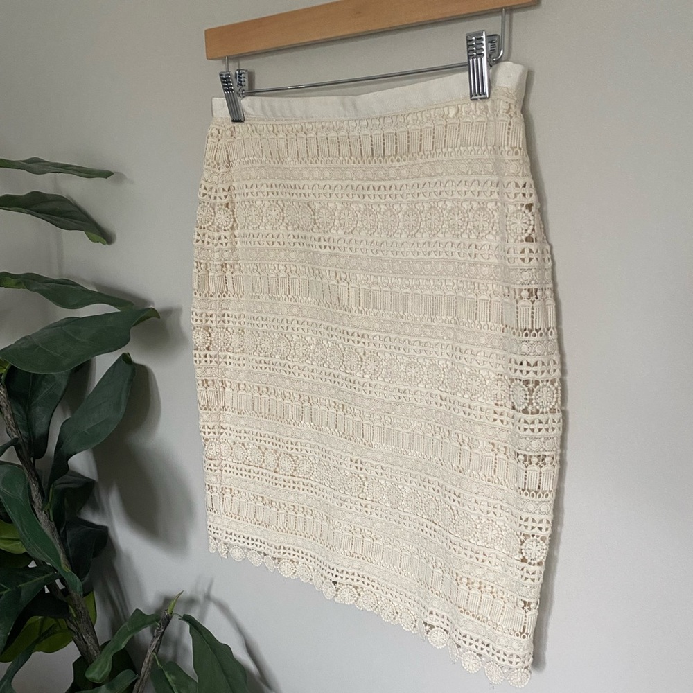 Tommy Hilfiger Cream Crochet Pencil Skirt - Size 4